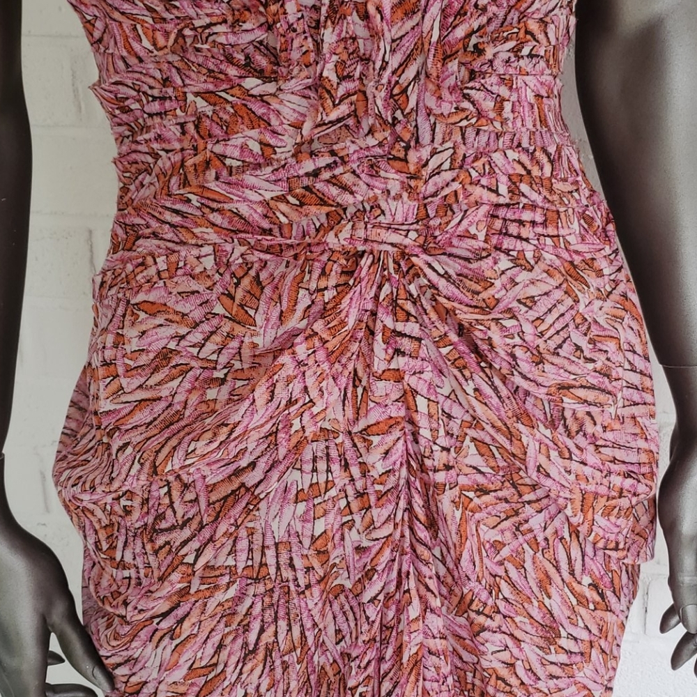 Bcbg Multi Colored Lightweight Rouched Dress - image 4